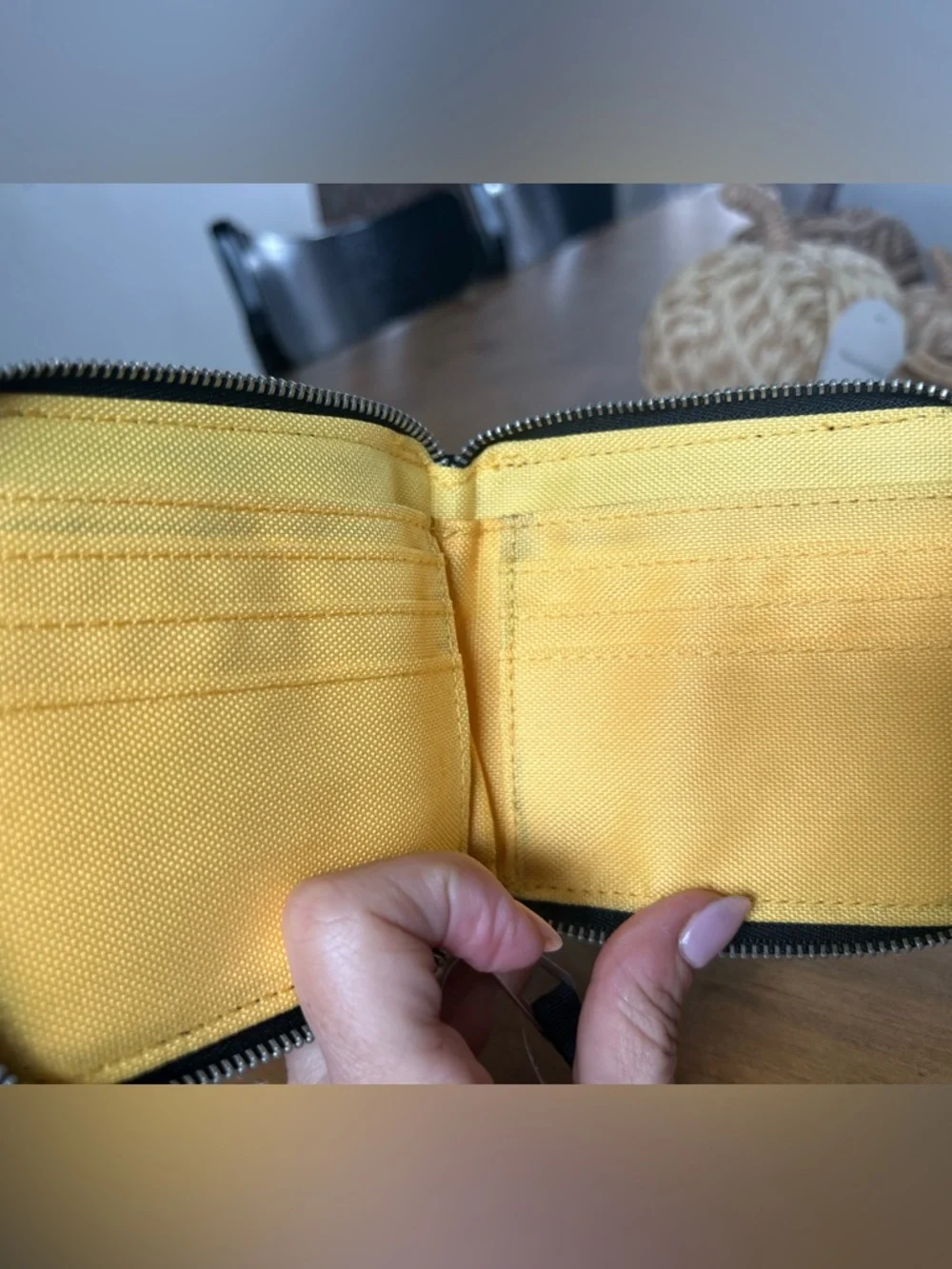 NWT AEO Black Nylon Zip Wallet with Silver Hardware